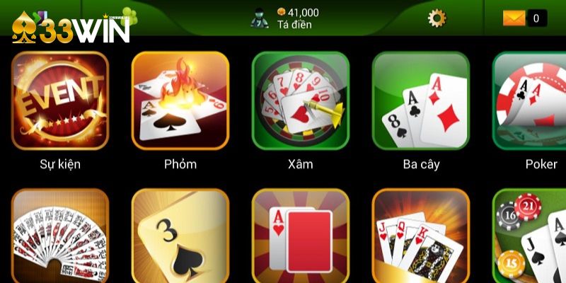 Các game bài tại 33win